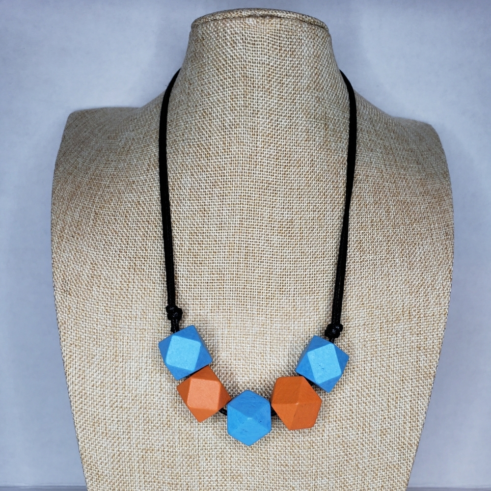 Wooden Geo Statement Necklace